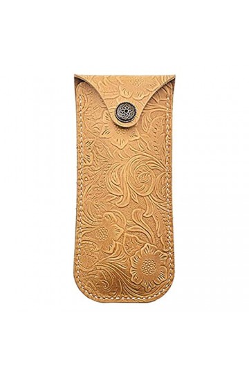 BAIYAN Étui de lunettes en cuir, étui à lunettes de soleil doux portables, lunettes de soleil portatives rétro et étui en cui