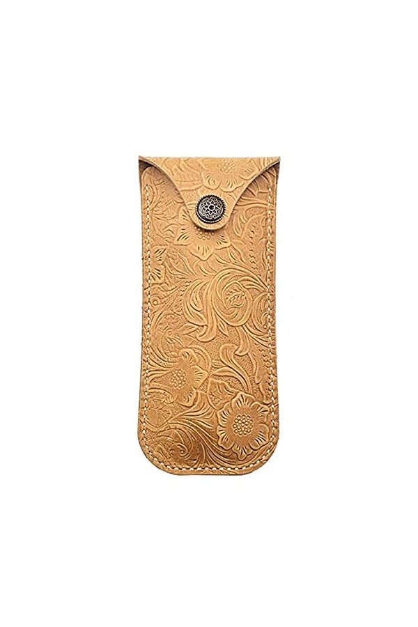 BAIYAN Étui de lunettes en cuir, étui à lunettes de soleil doux portables, lunettes de soleil portatives rétro et étui en cui