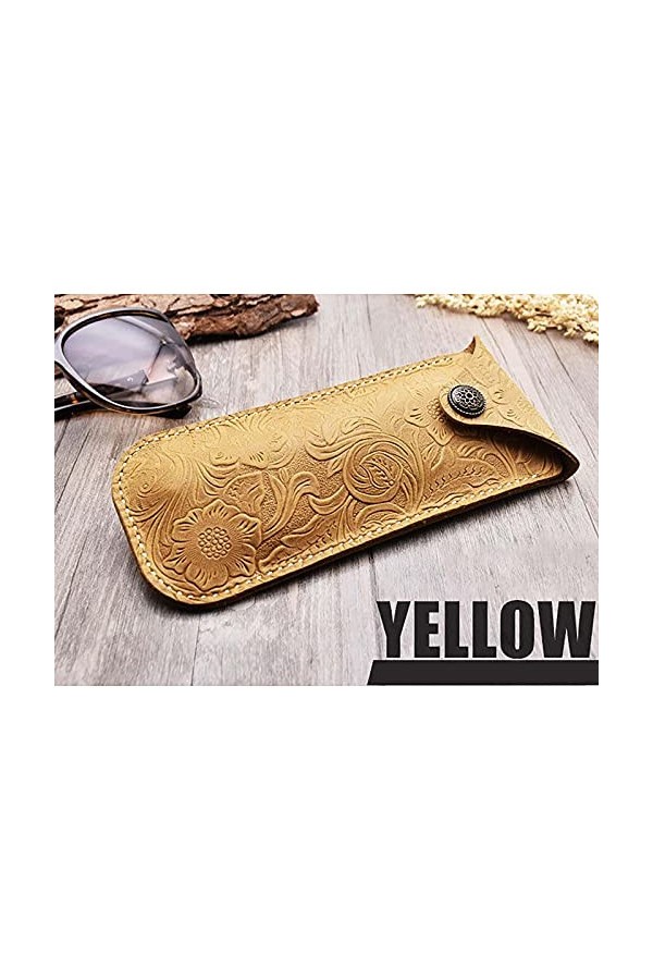 BAIYAN Étui de lunettes en cuir, étui à lunettes de soleil doux portables, lunettes de soleil portatives rétro et étui en cui