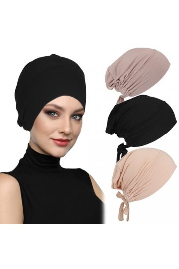 YUFFQOPC Hijab Foulard pour femme - Sous-bonnet hijab - Hijab - Islamique - Fermeture hijab - Couleur unie - Sous écharpe - H