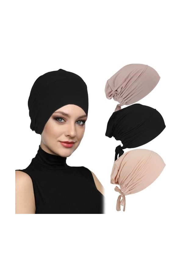 YUFFQOPC Hijab Foulard pour femme - Sous-bonnet hijab - Hijab - Islamique - Fermeture hijab - Couleur unie - Sous écharpe - H