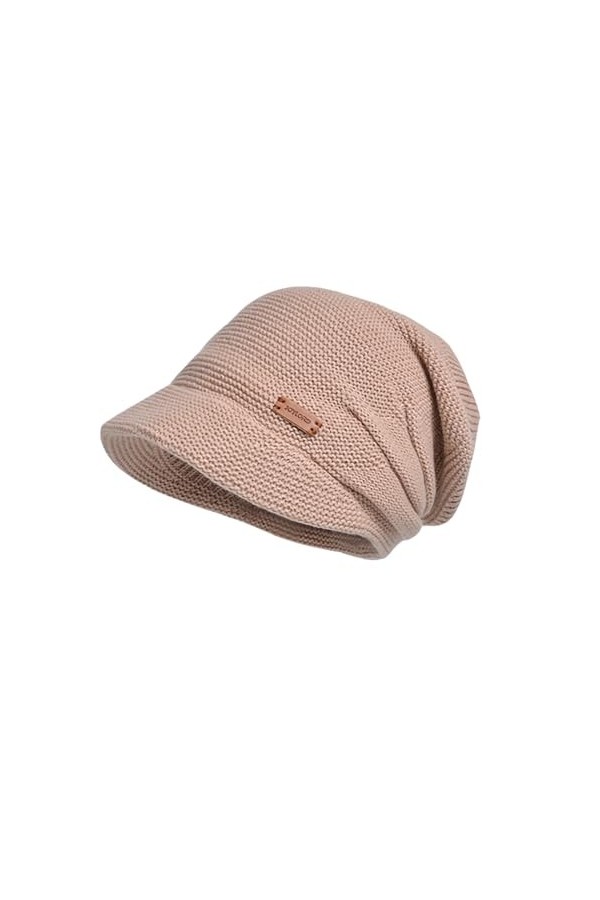 JEONEKID Chapeau tricoté à bord pour femme, chapeau chaud dhiver bâclé, épais et chaud, pour femme, bonnet à neige pour temp