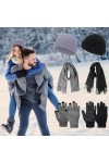 Riomijun Ensemble de 6 chapeaux, écharpe et gants dhiver pour hommes et femmes, bonnet tricoté à la mode, gants pour écran t