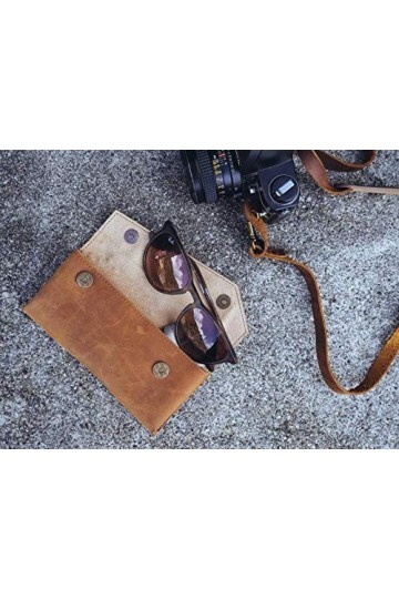 skaard Etui à Lunettes | Damme & Homme | Cuir Véritable | Look Vintage | Marron