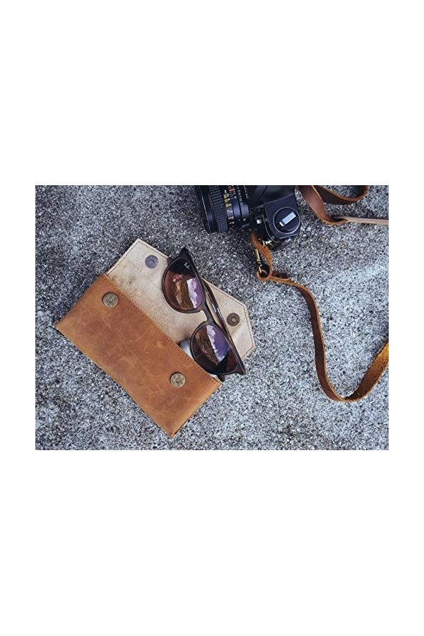 skaard Etui à Lunettes | Damme & Homme | Cuir Véritable | Look Vintage | Marron