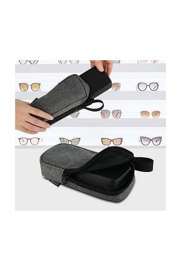 CCACHE étui à lunettes coque rigide | Porte-lunettes Pochette pour lunettes de soleil,Étui de protection en verre avec sac de