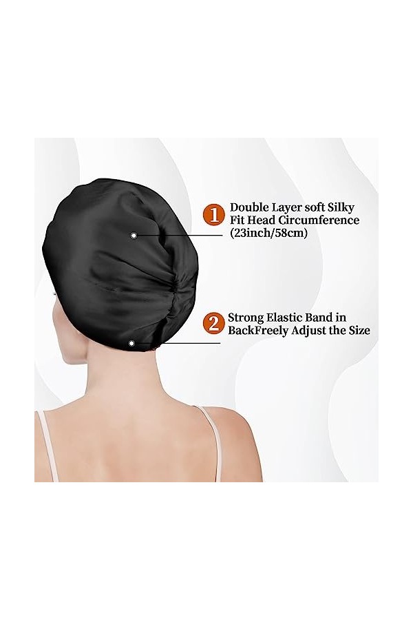 Bonnet en soie pour femme,Double couche,Sangle croisée en satin,Bonnet de sommeil en satin élastique solide,Écharpe de tête p