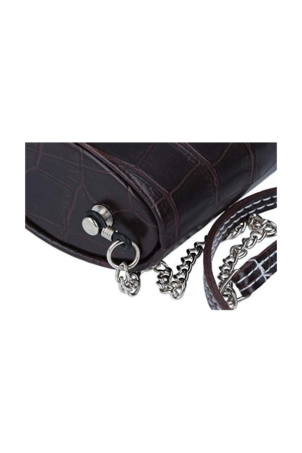 Étui à lunettes de poche en cuir synthétique marron avec sangle et miroir