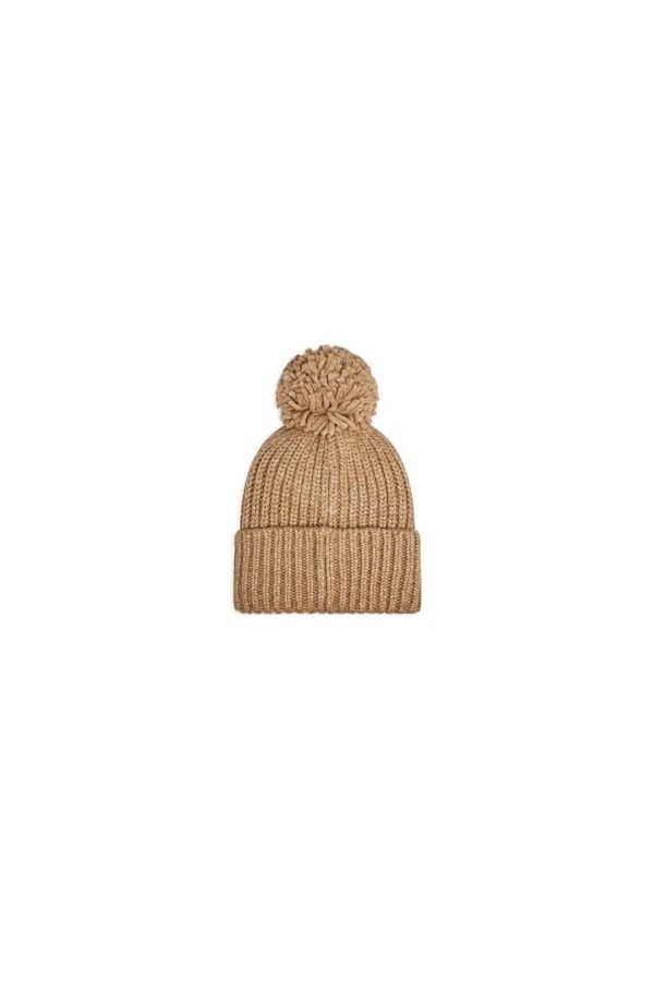 UGG W Bonnet en Tricot côtelé avec Pompon, Camel, Taille Unique Femme