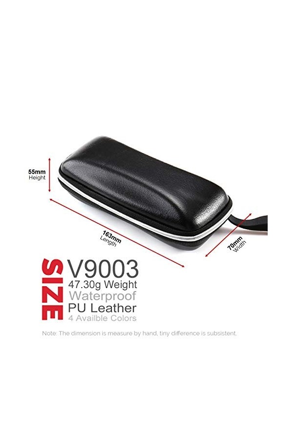 SENFEISM Lunettes boîte de Rangement Organisateur Hommes Noir PU Cuir Lunettes de Soleil étui à glissière étanche Lunettes de