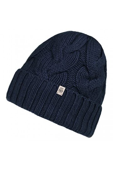 Roeckl Bonnet en Cachemire tressé tricoté, Bleu Marine, Taille Unique Femme