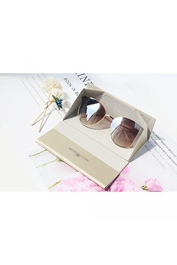 SINKOV Lunettes de Soleil en Cuir doré Lunettes Pliantes Étui à Lunettes Portable Étui à Lunettes Coque Rigide