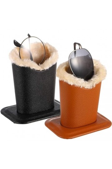 Lot de 2 supports de lunettes de bureau avec doublure en peluche douce, étui de rangement, stylo, brosse, tasse for bureaux, 