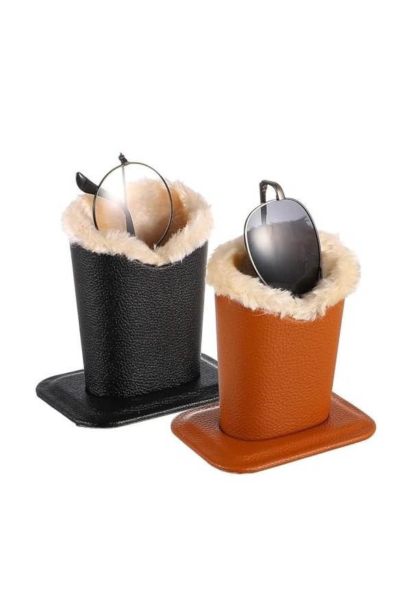Lot de 2 supports de lunettes de bureau avec doublure en peluche douce, étui de rangement, stylo, brosse, tasse for bureaux, 
