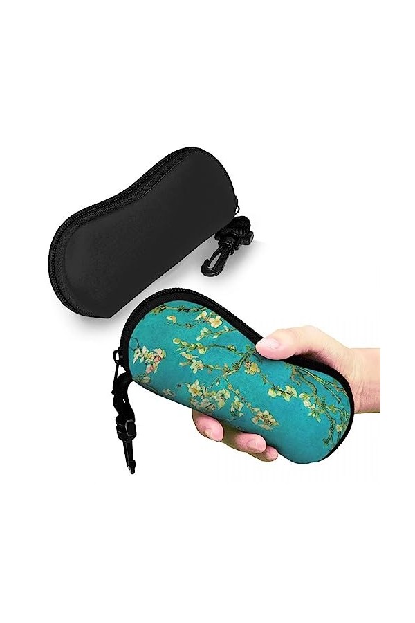 AGALUS Étui À Lunettes Amandier Floral Art Tendance Quotidien Lunettes De Soleil Pochette Homme Femme Zipper Lunettes De Stoc