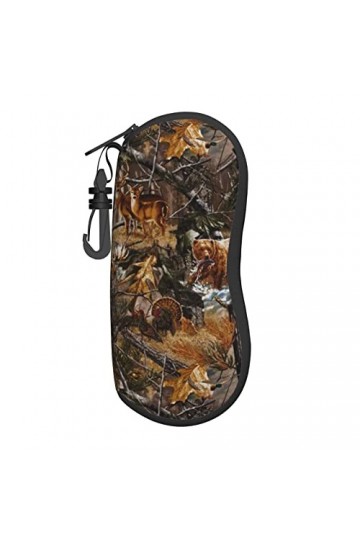 Étui à lunettes de chasse, cerf, ours, cerf, lunettes de soleil en néoprène, étui souple, ultra léger et pratique avec mousqu
