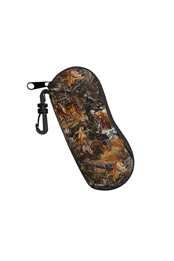 Étui à lunettes de chasse, cerf, ours, cerf, lunettes de soleil en néoprène, étui souple, ultra léger et pratique avec mousqu