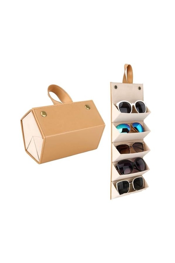 Organisateur De Lunettes De Soleil Avec 5 Compartiments À Fentes For Plusieurs Lunettes, Boîte De Rangement Portable For Plus
