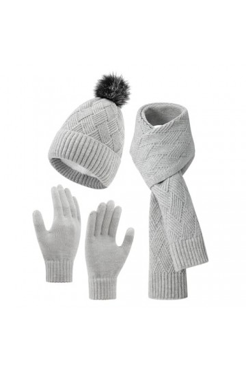 ZETIY Écharpe tricotée pour femme - Ensemble dhiver - Gants tricotés - Ensemble cadeau - Gants tactiles pour ski en plein ai