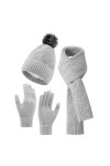 ZETIY Écharpe tricotée pour femme - Ensemble dhiver - Gants tricotés - Ensemble cadeau - Gants tactiles pour ski en plein ai