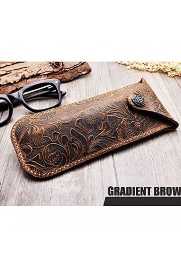 BAIYAN Étui de lunettes en cuir, étui à lunettes de soleil doux portables, lunettes de soleil portatives rétro et étui en cui