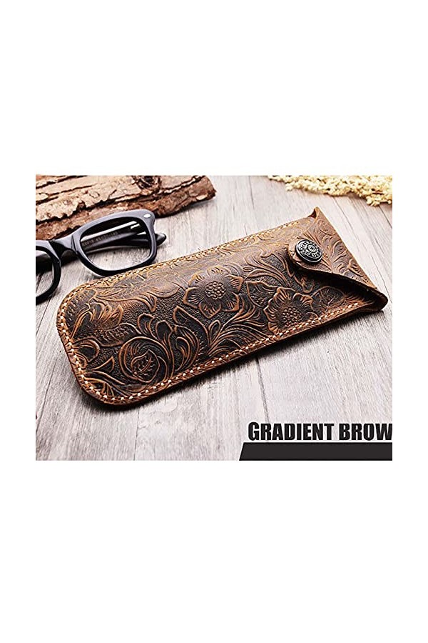 BAIYAN Étui de lunettes en cuir, étui à lunettes de soleil doux portables, lunettes de soleil portatives rétro et étui en cui