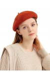 Leisofter Femme Béret Bonnet Chapeau de Béret Français en Laine Vintage Classique Artiste Solide Couleur Laine Casquette Bére