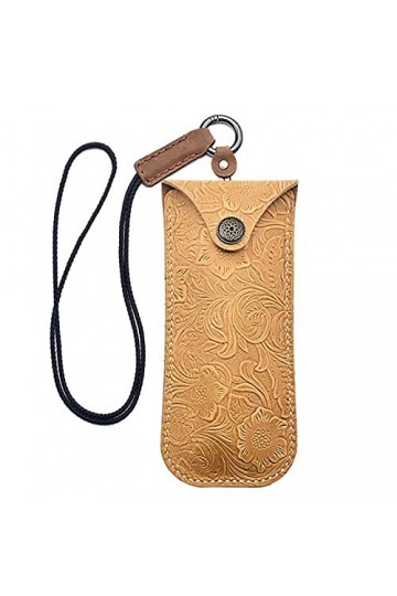 BAIYAN Étui de lunettes en cuir, étui à lunettes de soleil doux portables, lunettes de soleil portatives rétro et étui en cui