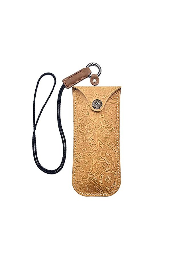 BAIYAN Étui de lunettes en cuir, étui à lunettes de soleil doux portables, lunettes de soleil portatives rétro et étui en cui