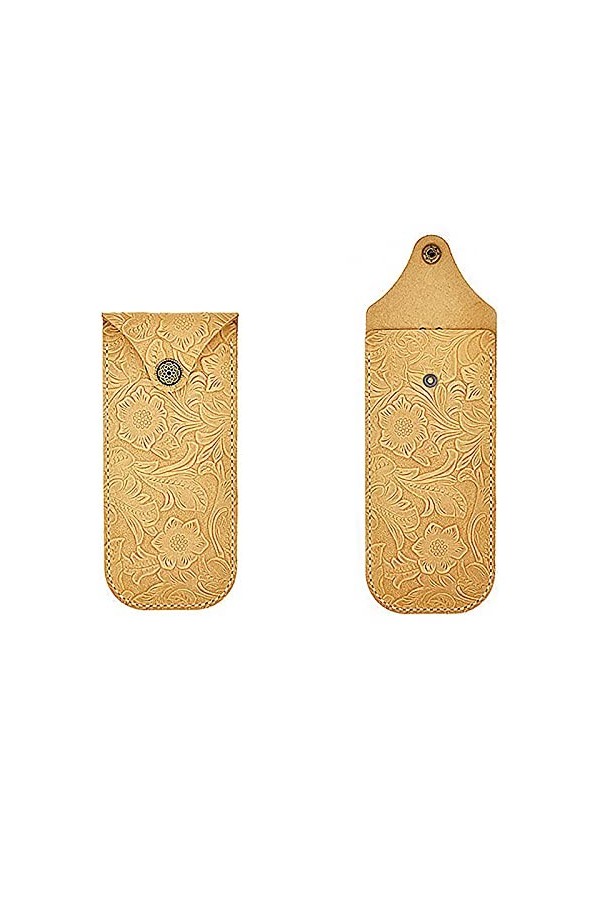 BAIYAN Étui de lunettes en cuir, étui à lunettes de soleil doux portables, lunettes de soleil portatives rétro et étui en cui