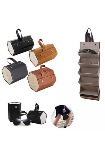 5/6 Fentes Organisateur de Lunettes de Soleil de Voyage Portable,PU Boîte de Rangement pour Lunettes à Fentes Multiples Porte