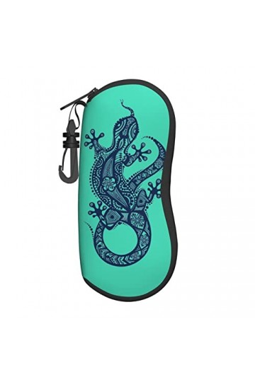 Étui à lunettes Illustration Gecko Imprimé Portable Lunettes de soleil Néoprène Étui Souple Ultra Léger et Pratique Avec Mous