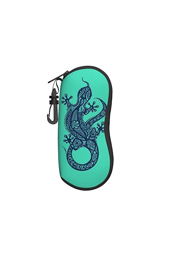 Étui à lunettes Illustration Gecko Imprimé Portable Lunettes de soleil Néoprène Étui Souple Ultra Léger et Pratique Avec Mous