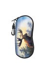 Étui à lunettes en néoprène avec motif cerf et lunettes de soleil - Ultra léger et pratique - Avec mousqueton, Noir , taille 