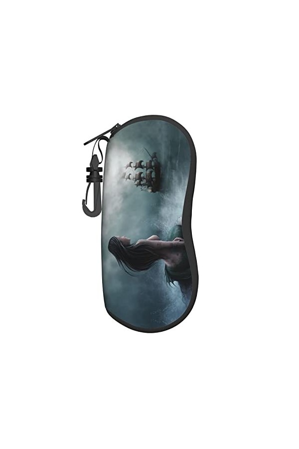 Étui à lunettes sirène fille et voile sur la mer bateau pirate imprimé lunettes de soleil portable en néoprène étui souple ul