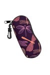 Étui à lunettes en néoprène avec motif libellule Violet, Noir , taille unique