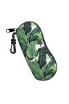 Étui à lunettes en néoprène avec motif feuilles de bananier tropicales - Ultra léger et pratique - Avec mousqueton, Noir , ta