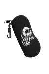 Étui à lunettes en néoprène avec motif tête de mort - Ultra léger et pratique - Avec mousqueton, Noir , taille unique
