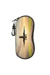 Étui à lunettes en néoprène avec motif avion, ultra léger et pratique avec mousqueton, Noir , taille unique