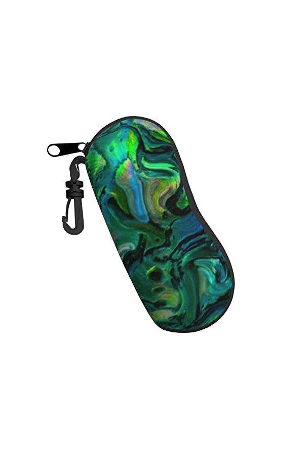 Étui à lunettes en néoprène souple avec mousqueton Motif Nacre, Noir , taille unique