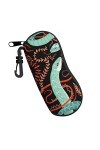 Étui à lunettes en néoprène avec motif serpent et fleurs - Ultra léger et pratique - Avec mousqueton, Noir , taille unique
