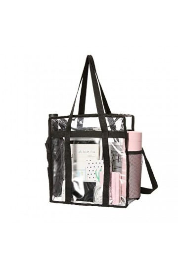 Sac fourre-tout en plastique transparent approuvé par les stades, avec poignées, poches en filet, bretelles réglables, sac à 