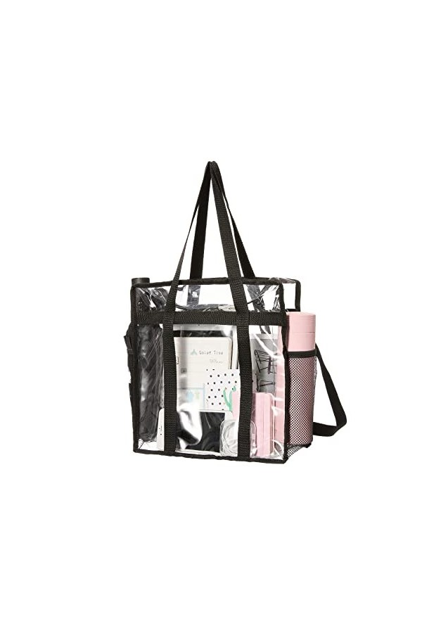 Sac fourre-tout en plastique transparent approuvé par les stades, avec poignées, poches en filet, bretelles réglables, sac à 