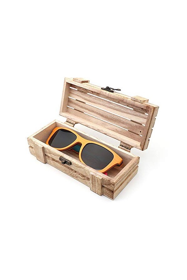 ChengBeautiful Étui À Lunettes Etui de Lunettes de Soleil Vintage Unisexe Etui de Protection en Bois protège for Lunettes et