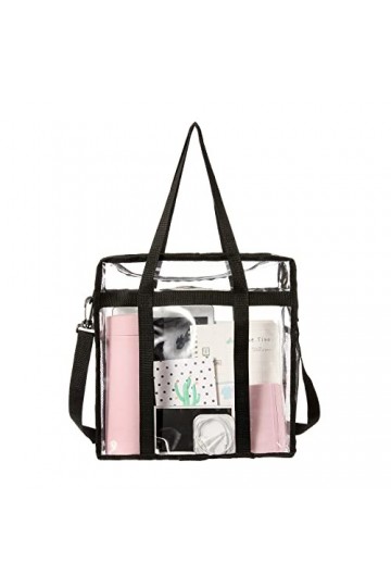 Sac fourre-tout en plastique transparent approuvé par les stades, avec poignées, poches en filet, bretelles réglables, sac à 
