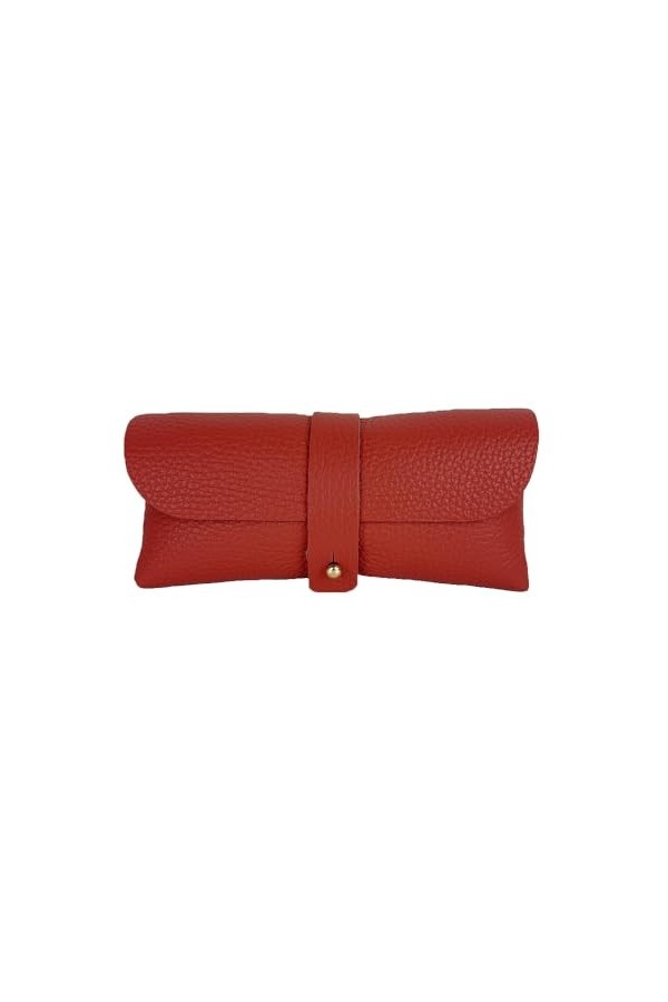 FrasiBags Étui porte-lunettes en cuir véritable fabriqué en Italie, porte-lunettes en cuir avec bouton, Moutarde, Taille Uniq