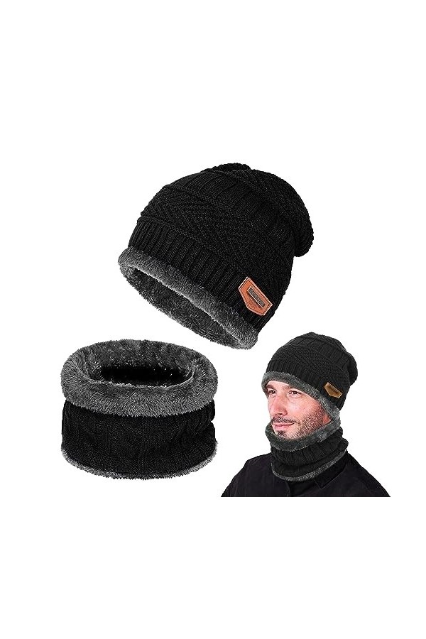Tokaneit Bonnet Chaud Écharpe Ensemble,Tricotés Hiver Bonnet Echarpe,Chapeau Dhiver Chaud,Bonnet Chapeau Écharpe Ensemble,Hi