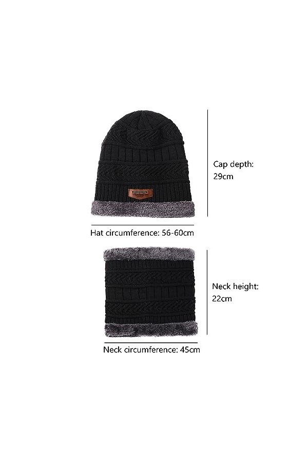 Tokaneit Bonnet Chaud Écharpe Ensemble,Tricotés Hiver Bonnet Echarpe,Chapeau Dhiver Chaud,Bonnet Chapeau Écharpe Ensemble,Hi
