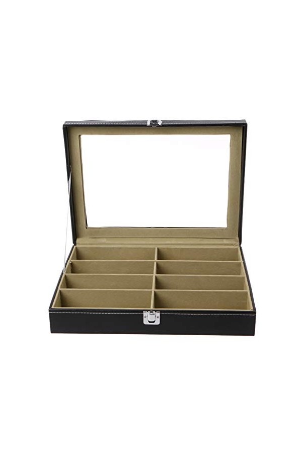 KERDEJAR boîte de Lunettes, 8 Fentes Lunettes de Soleil Lunettes de Soleil Faux Cuir Rangement Organisateur vitrine boîte