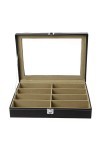 KERDEJAR boîte de Lunettes, 8 Fentes Lunettes de Soleil Lunettes de Soleil Faux Cuir Rangement Organisateur vitrine boîte